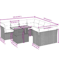9-tlg. Garten-Sofagarnitur mit Kissen Grau Poly Rattan
