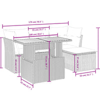 6-tlg. Garten-Sofagarnitur mit Kissen Grau Poly Rattan