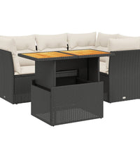 5-tlg. Garten-Sofagarnitur mit Kissen Schwarz Poly Rattan