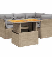 5-tlg. Garten-Sofagarnitur mit Kissen Beige Poly Rattan