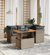 5-tlg. Garten-Sofagarnitur mit Kissen Grau Poly Rattan
