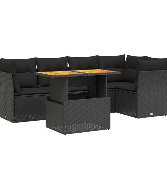 5-tlg. Garten-Sofagarnitur mit Kissen Schwarz Poly Rattan