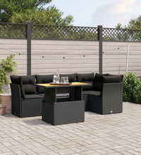5-tlg. Garten-Sofagarnitur mit Kissen Schwarz Poly Rattan
