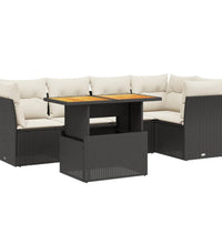 5-tlg. Garten-Sofagarnitur mit Kissen Schwarz Poly Rattan