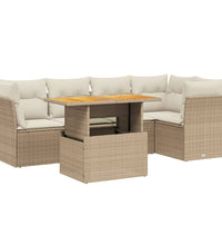 5-tlg. Garten-Sofagarnitur mit Kissen Beige Poly Rattan
