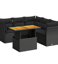 5-tlg. Garten-Sofagarnitur mit Kissen Schwarz Poly Rattan