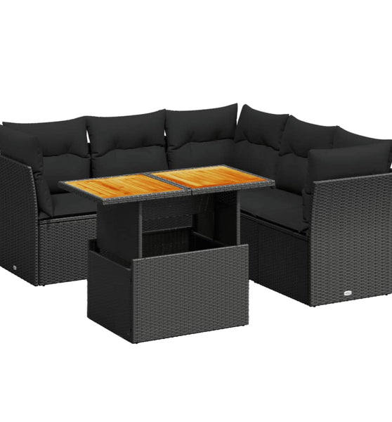5-tlg. Garten-Sofagarnitur mit Kissen Schwarz Poly Rattan