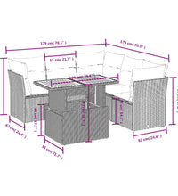 5-tlg. Garten-Sofagarnitur mit Kissen Schwarz Poly Rattan