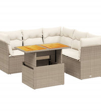 5-tlg. Garten-Sofagarnitur mit Kissen Beige Poly Rattan