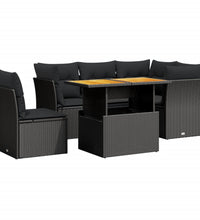 5-tlg. Garten-Sofagarnitur mit Kissen Schwarz Poly Rattan