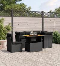 5-tlg. Garten-Sofagarnitur mit Kissen Schwarz Poly Rattan