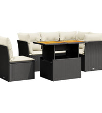 5-tlg. Garten-Sofagarnitur mit Kissen Schwarz Poly Rattan