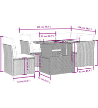 5-tlg. Garten-Sofagarnitur mit Kissen Schwarz Poly Rattan
