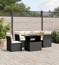 5-tlg. Garten-Sofagarnitur mit Kissen Schwarz Poly Rattan