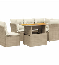 5-tlg. Garten-Sofagarnitur mit Kissen Beige Poly Rattan