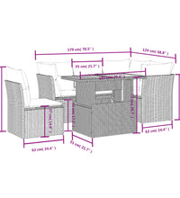 5-tlg. Garten-Sofagarnitur mit Kissen Grau Poly Rattan