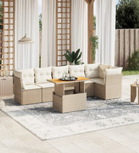 7-tlg. Garten-Sofagarnitur mit Kissen Beige Poly Rattan