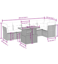 7-tlg. Garten-Sofagarnitur mit Kissen Grau Poly Rattan