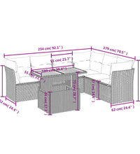 7-tlg. Garten-Sofagarnitur mit Kissen Schwarz Poly Rattan