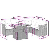 7-tlg. Garten-Sofagarnitur mit Kissen Schwarz Poly Rattan