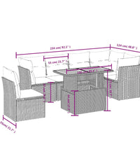 7-tlg. Garten-Sofagarnitur mit Kissen Beige Poly Rattan