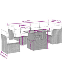 7-tlg. Garten-Sofagarnitur mit Kissen Grau Poly Rattan