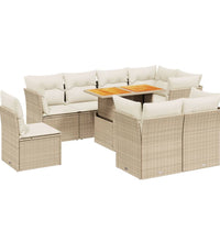 9-tlg. Garten-Sofagarnitur mit Kissen Beige Poly Rattan