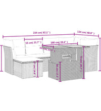 7-tlg. Garten-Sofagarnitur mit Kissen Beige Poly Rattan