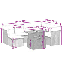 8-tlg. Garten-Sofagarnitur mit Kissen Schwarz Poly Rattan