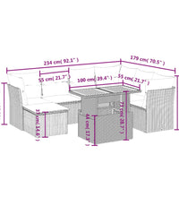 8-tlg. Garten-Sofagarnitur mit Kissen Schwarz Poly Rattan