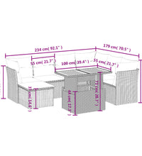 8-tlg. Garten-Sofagarnitur mit Kissen Beige Poly Rattan