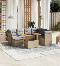 8-tlg. Garten-Sofagarnitur mit Kissen Beige Poly Rattan