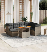 8-tlg. Garten-Sofagarnitur mit Kissen Grau Poly Rattan