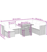 9-tlg. Garten-Sofagarnitur mit Kissen Schwarz Poly Rattan
