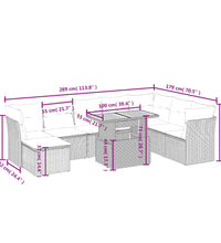 9-tlg. Garten-Sofagarnitur mit Kissen Schwarz Poly Rattan