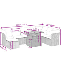 9-tlg. Garten-Sofagarnitur mit Kissen Grau Poly Rattan