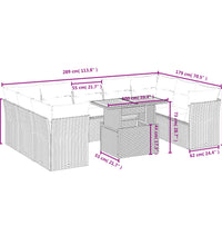 10-tlg. Garten-Sofagarnitur mit Kissen Schwarz Poly Rattan