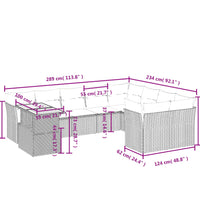 10-tlg. Garten-Sofagarnitur mit Kissen Schwarz Poly Rattan