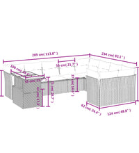10-tlg. Garten-Sofagarnitur mit Kissen Schwarz Poly Rattan