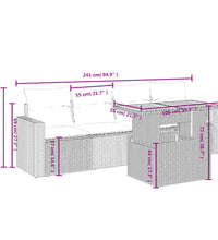 5-tlg. Garten-Sofagarnitur mit Kissen Beige Poly Rattan
