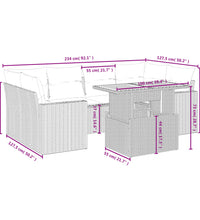 7-tlg. Garten-Sofagarnitur mit Kissen Schwarz Poly Rattan