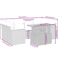 7-tlg. Garten-Sofagarnitur mit Kissen Beige Poly Rattan