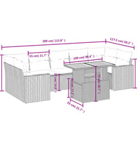 8-tlg. Garten-Sofagarnitur mit Kissen Schwarz Poly Rattan