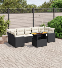 8-tlg. Garten-Sofagarnitur mit Kissen Schwarz Poly Rattan