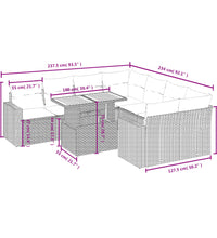 9-tlg. Garten-Sofagarnitur mit Kissen Grau Poly Rattan