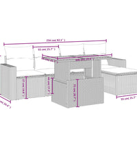 6-tlg. Garten-Sofagarnitur mit Kissen Schwarz Poly Rattan