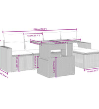 6-tlg. Garten-Sofagarnitur mit Kissen Beige Poly Rattan