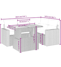 5-tlg. Garten-Sofagarnitur mit Kissen Schwarz Poly Rattan