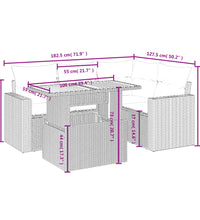 5-tlg. Garten-Sofagarnitur mit Kissen Grau Poly Rattan