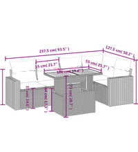 6-tlg. Garten-Sofagarnitur mit Kissen Schwarz Poly Rattan
